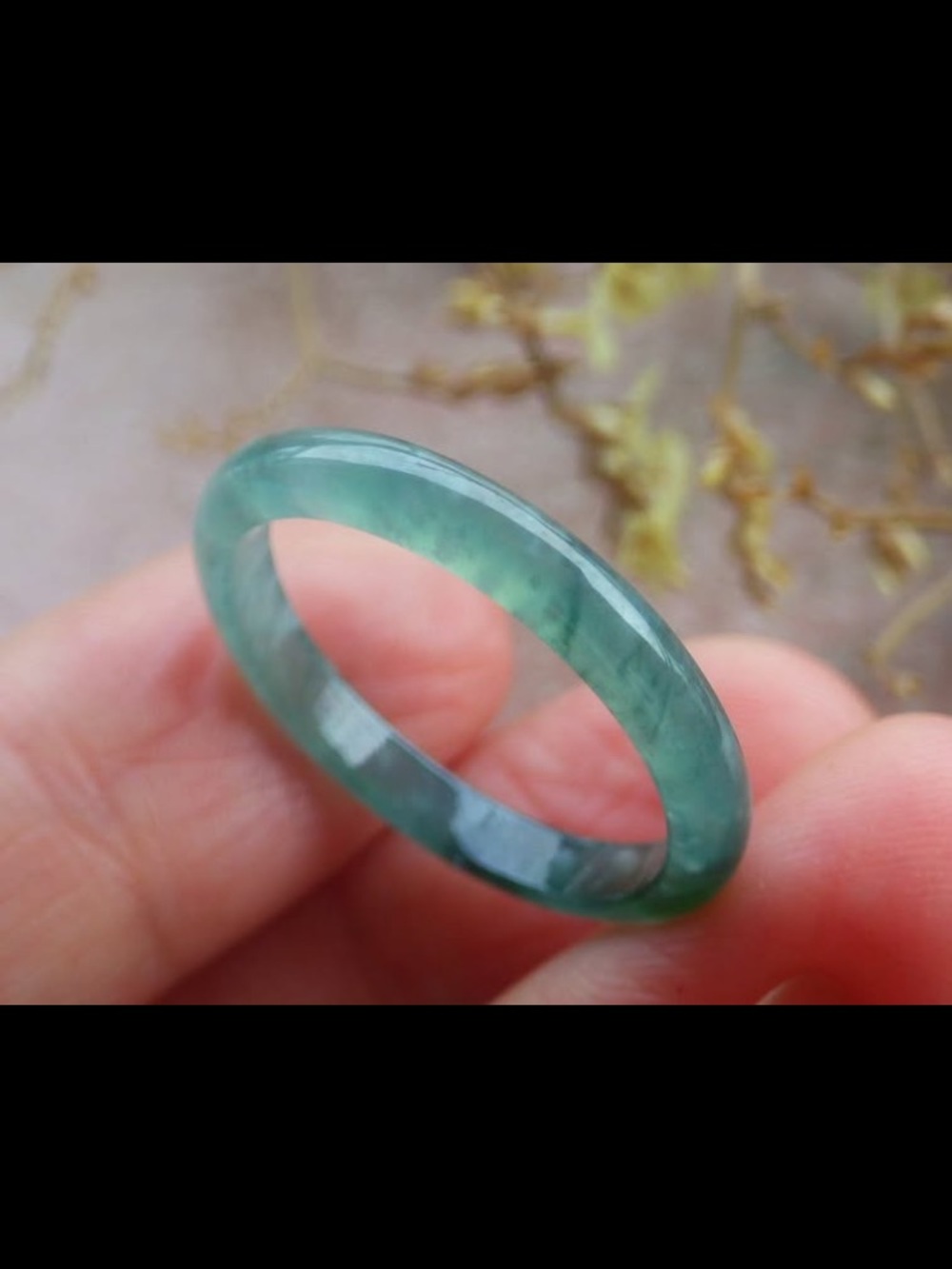 Certificate Jadeite Jewelry Jade luck Green thin Ring Size 8.5